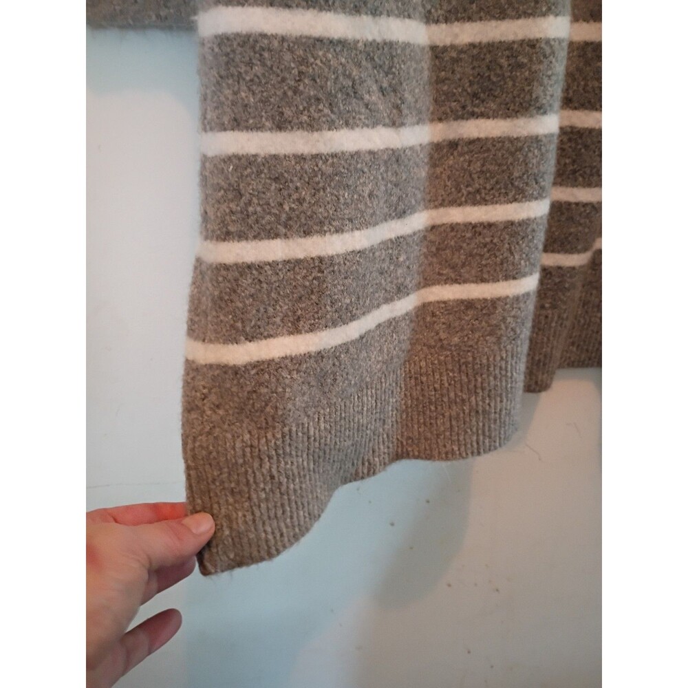 J.CREW Gray And White Striped Turtleneck Wool Knit Sweater Dress - Picture 3 of 7